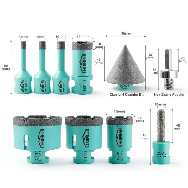 Diamond Hole Saw Kit LEKOMESH 10PC Tile Core Drill Bits with Adapter-1