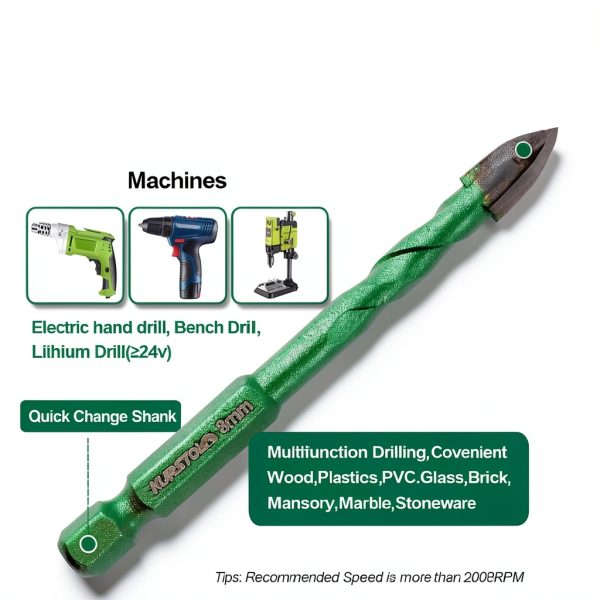 Masonry Diamond Drill Bit KURSTOL 10pcs 1/4-1/2" Set Quick Change-4