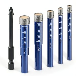 6 PCs Diamond Drill Bits Set for Porcelain, Ceramic, Glass & More - Versatile Tile Drill Bits for Efficient, Precise Drilling-0
