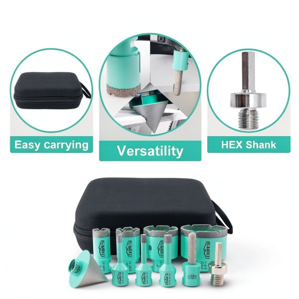 Diamond Hole Saw Kit LEKOMESH 10PC Tile Core Drill Bits with Adapter-5
